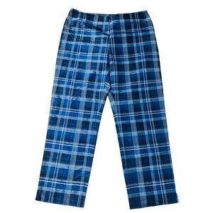 Lauren Ralph Lauren Womens Pants‎ Silk Blue Checked Size 14 Straight Leg Classic